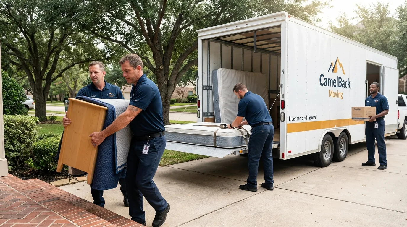 Crew loading residential truck for cross-state move from Gates Mills, OH