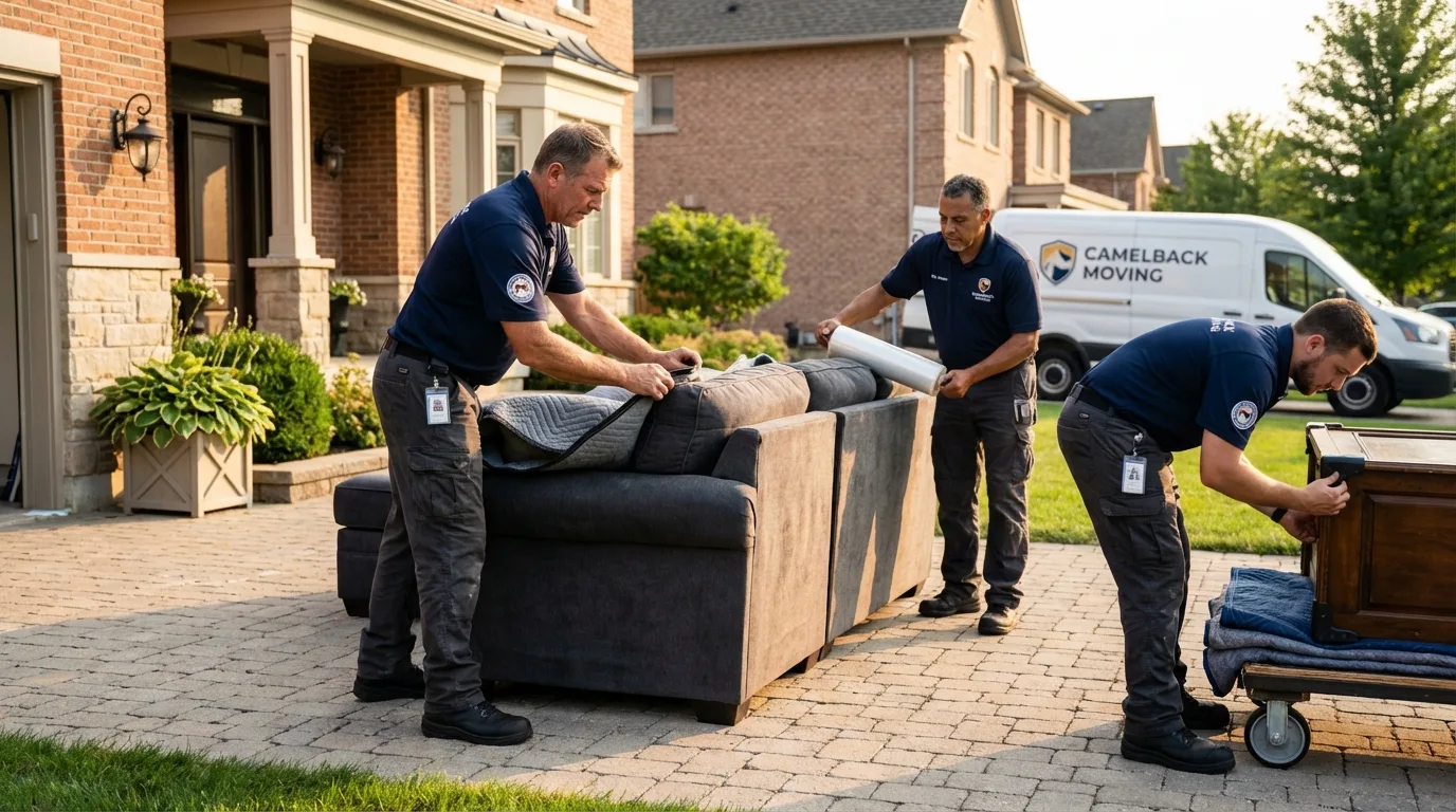 Large estate moving crew wrapping furniture in Gates Mills, OH