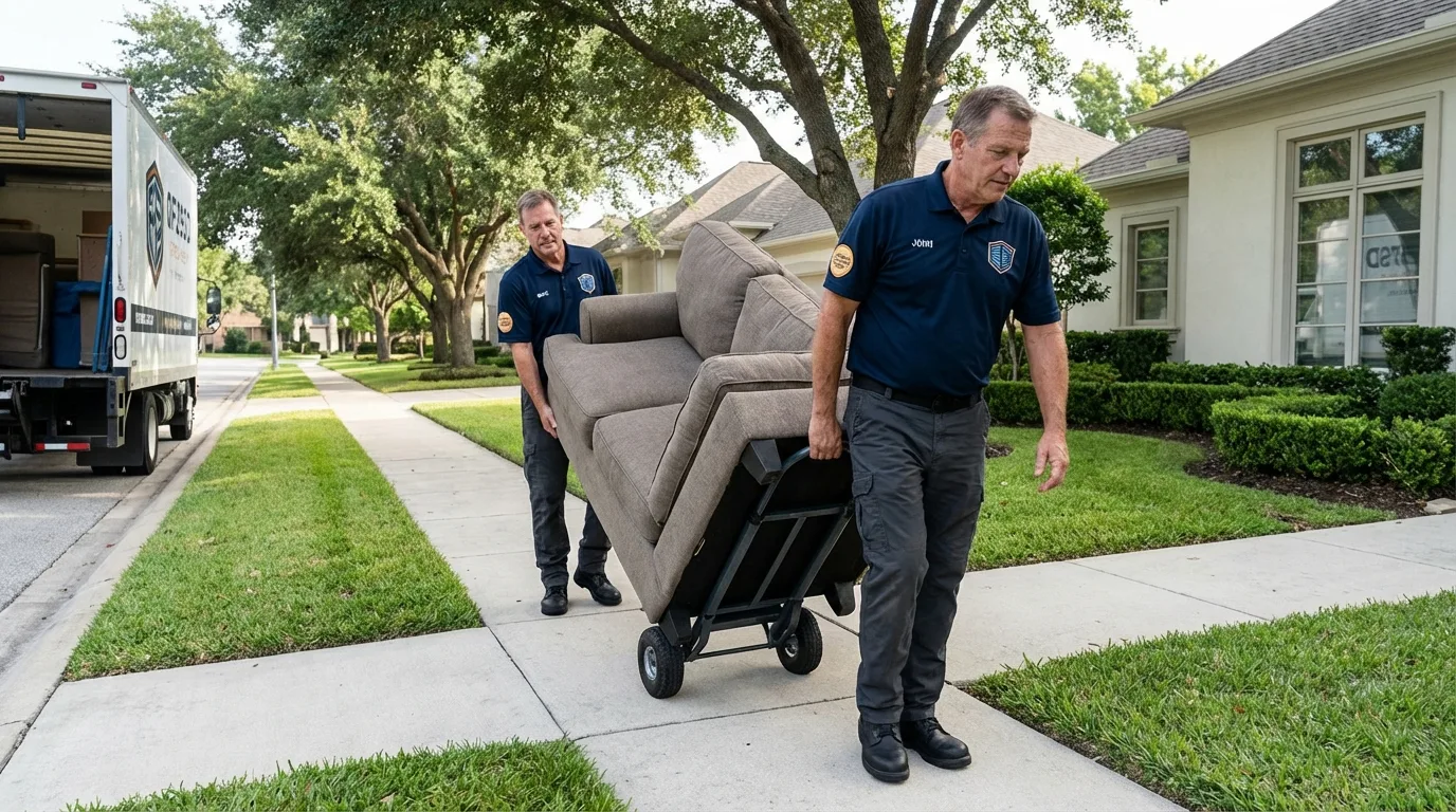 Local residential moving crew loading furniture in Gates Mills, OH
